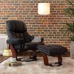 Fauteuil relax et repose-pieds Grunewald Cuir véritable - Noir - Marron