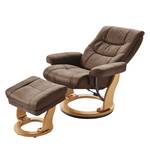 Relaxsessel Jetmore mit Hocker - Microfaser - Nougat - Breite: 83 cm - Eiche