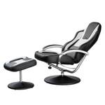 Fauteuil de relaxation Racer Avec repose-pieds - Imitation cuir - Noir / Blanc