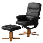 Relaxfauteuil Mou (met hocker) echt leer Zwart