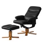 Fauteuil de relaxation Mou Avec repose-pieds - Cuir véritable - Noir