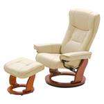 Fauteuil de relaxation Odenwald Avec repose-pieds - Cuir véritable - Crème