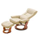 Fauteuil de relaxation Odenwald Avec repose-pieds - Cuir véritable - Crème