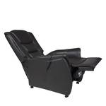 Tv-fauteuil Sylt zwart echt leer - Esdoornhouten look/oranje