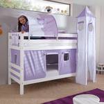 Etagenbett Beni Buche massiv/Weiß mit Textilset Purple/Weiß/Herz