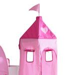 Halbhohes Spielbett Kim Buche massiv/Weiß Textilset Pink/Rosa/Herz