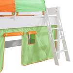 Hoogslaper Kim wit massief beukenhout/textiel - groen/oranje