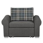 Slaapfauteuil LATINA Basic Country geweven stof - Geweven stof Mueni / Geweven stof Logan: Grijs / Blauwgrijs geruit