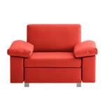 Fauteuil convertible Plaza Cuir véritable - Rouge - Accoudoir réglable