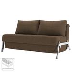 Canapé convertible Cubed Tissu - Tissu Coastal : Slate Brown - Largeur : 148 cm - Chrome brillant