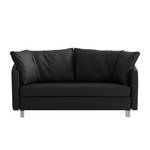 Schlafsofa Florenz Echtleder Schwarz - Breite: 200 cm