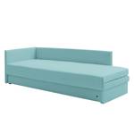 Schlafsofa Guest Webstoff Babyblau - Armlehne davorstehend links - 4 Kissen