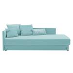 Schlafsofa Guest Webstoff Babyblau - Armlehne davorstehend links - 4 Kissen