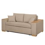 Slaapbank LATINA met XL Armleuning Hout geweven stof - Geweven stof Barona: Cappuccinokleurig - Breedte: 176 cm