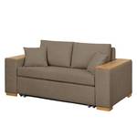 Schlafsofa LATINA mit XL Armlehne Holz Webstoff - Webstoff Barona: Havanna - Breite: 216 cm