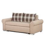 Slaapbank LATINA Basic Country geweven stof - Geweven stof Mueni / Geweven stof Logan: Beige / Bruin geruit - Breedte: 185 cm