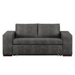 Sofa-lit LATINA Basic avec accoudoir XL Aspect cuir vieilli - Microfibre Bera: Basalte - Largeur : 176 cm