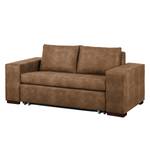 Sofa-lit LATINA Basic avec accoudoir XL Aspect cuir vieilli - Microfibre Bera: Latte Macchiato - Largeur : 196 cm