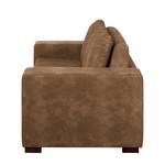 Sofa-lit LATINA Basic avec accoudoir XL Aspect cuir vieilli - Microfibre Bera: Latte Macchiato - Largeur : 196 cm