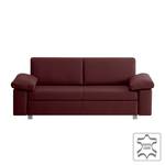 Canapé convertible Plaza Cuir véritable - Bordeaux - Largeur : 172 cm - Accoudoir réglable