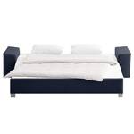 Canapé convertible Plaza Cuir véritable - Bleu foncé - Largeur : 192 cm - Accoudoir réglable