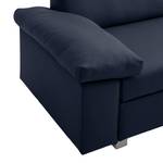 Canapé convertible Plaza Cuir véritable - Bleu foncé - Largeur : 192 cm - Accoudoir réglable