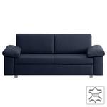 Schlafsofa Plaza Echtleder Dunkelblau - Breite: 222 cm - Armlehne verstellbar