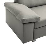 Divano letto Plaza Vera pelle - Grigio - Larghezza: 222 cm - Bracciolo regolabile