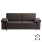 Schlafsofa Plaza Echtleder Echtleder - Bisonbraun - Breite: 222 cm - Armlehne verstellbar