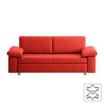 Canapé convertible Plaza Cuir véritable - Rouge - Largeur : 172 cm - Accoudoir réglable