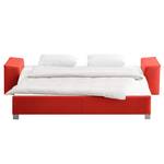 Canapé convertible Plaza Cuir véritable - Rouge - Largeur : 192 cm - Accoudoir réglable