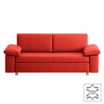 Schlafsofa Plaza Echtleder Rot - Breite: 192 cm - Armlehne verstellbar