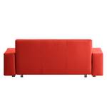 Slaapbank Plaza echt leer - Rood - Breedte: 198 cm - Geen functie