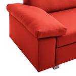 Canapé convertible Plaza Cuir véritable - Rouge - Largeur : 222 cm - Accoudoir réglable