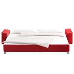 Canapé convertible Plaza Tissu - Rouge - Largeur : 222 cm - Accoudoir réglable