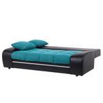 Canapé convertible Rainbowlight Imitation cuir / Tissu structuré - Noir / Bleu pétrole