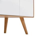 Buffet haut Loca Partiellement en chêne sauvage massif - Blanc / chêne sauvage clair - Largeur : 90 cm