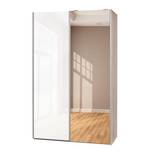 Schuifdeurkast Soft Smart II Hoogglans wit/eikenhouten look - Breedte: 120 cm