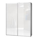 Schuifdeurkast Soft Smart Mosterdgeel/roestvrij staal/kernbeukenhout - Breedte: 150 cm - Zonder spiegeldeuren