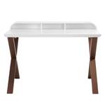 Bureau Kenmare Bois massif partiel - Blanc mat / Noyer