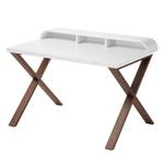 Bureau Kenmare Bois massif partiel - Blanc mat / Noyer