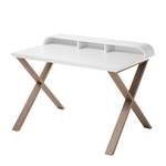 Bureau Kenmare Bois massif partiel - Blanc mat / Chêne