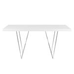 Eettafel Hueva mat wit - Wit/chroomkleurig - Breedte: 160 cm