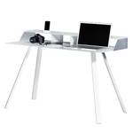 Bureau Smart Work glas/aluminium - Wit/zilverkleurig