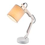 Lampe de bureau Mattis Tissu / Chêne massif - 1-ampoule - Chêne blanchi / Beige