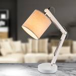 Lampe de bureau Mattis Tissu / Chêne massif - 1-ampoule - Chêne blanchi / Beige