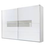 Armoire à portes coulissantes Arvada Blanc, gris sable - Blanc alpin / Verre prosecco - Largeur : 200 cm