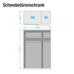 Schwebetürenschrank Avenue Anthrazit/Alu/Schwarz - Breite: 135 cm