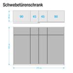 Schwebetürenschrank Bayamo Graphit/Mattglas Blau - 270 x 223 cm - 2 Türen