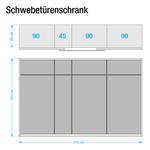 Schwebetürenschrank Bayamo Graphit/Mattglas Blau - 315 x 223 cm - 3 Türen